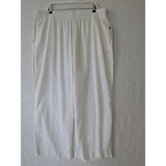 Old Navy Women High Rise Wide Leg‎ Comfort Waist Pants Linen Blend XXL White New - Picture 1 of 9